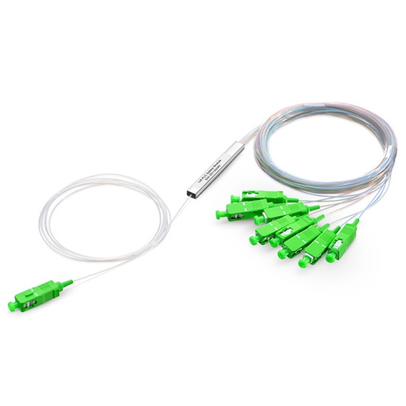 1 x 8 PLC Fiber Optic Splitter, Steel Tubular Mini Module SC