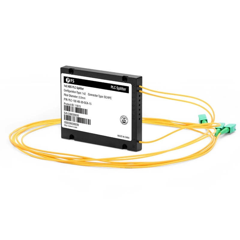 1x2 PLC Fiber Optic Splitter, ABS Splice/Pigtailed Module, 2