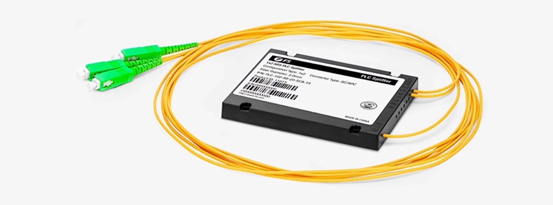 Divisor de fibra óptica PLC 1x2, módulo Splice / Pigtailed ABS, diâmetro do cabo de 2,0 mm, conectores SC / APC, fibra de modo único(pic1)